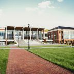 A photo of a modern institutional building