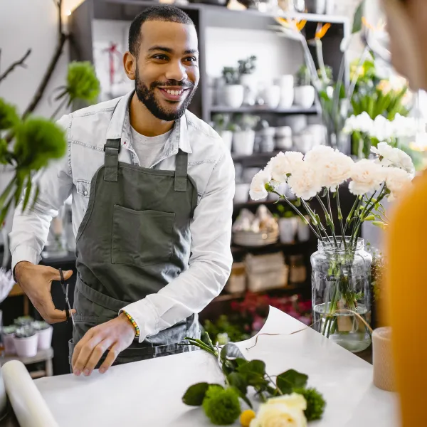 Florist working in the flower shop